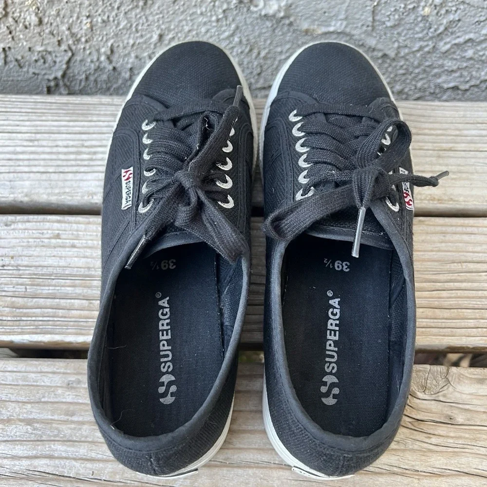 Superga Shoes Unisex Men Size 7 Women Size 8.5 2790 Low-Top Black Platform Y2K